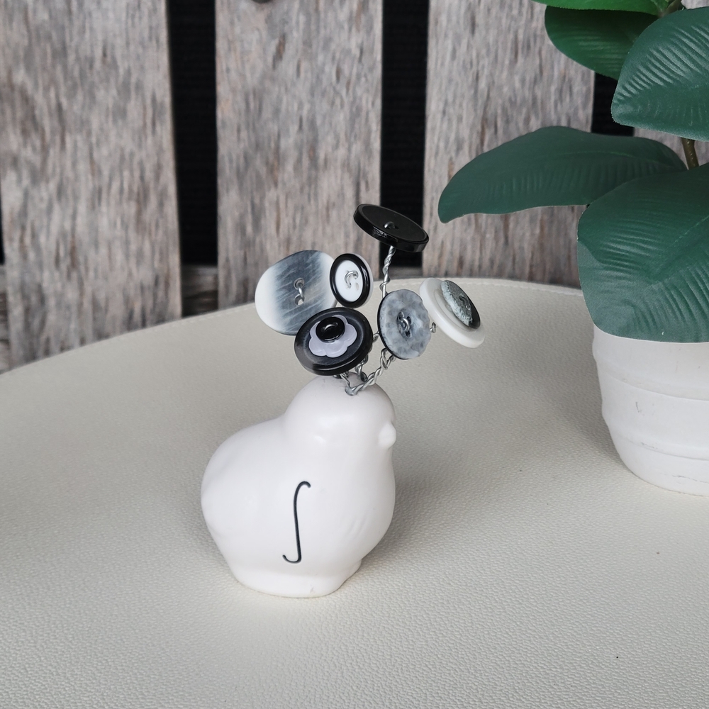 White Ceramic Rae Dunn Bird with Button Flower Accents - Picture 8 of 11